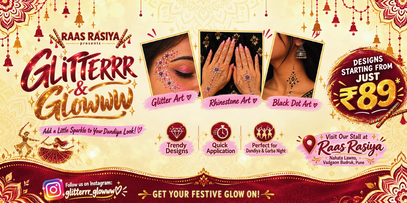 Glitterrr & Glowww festive art at Raas Rasiya